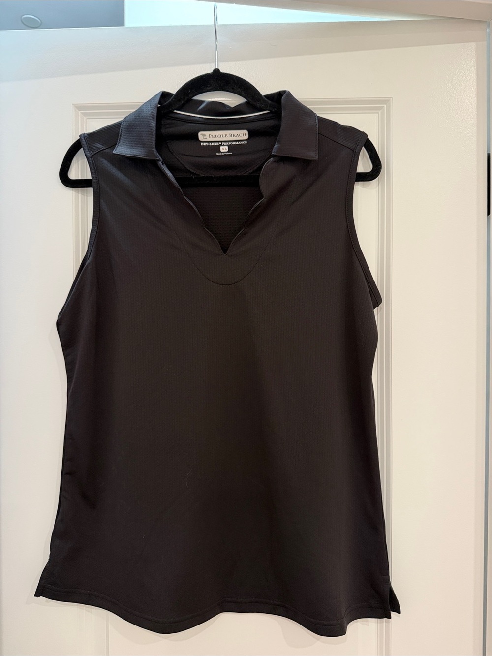 Pebble Beach Black Sleeveless Golf Polo Top XL